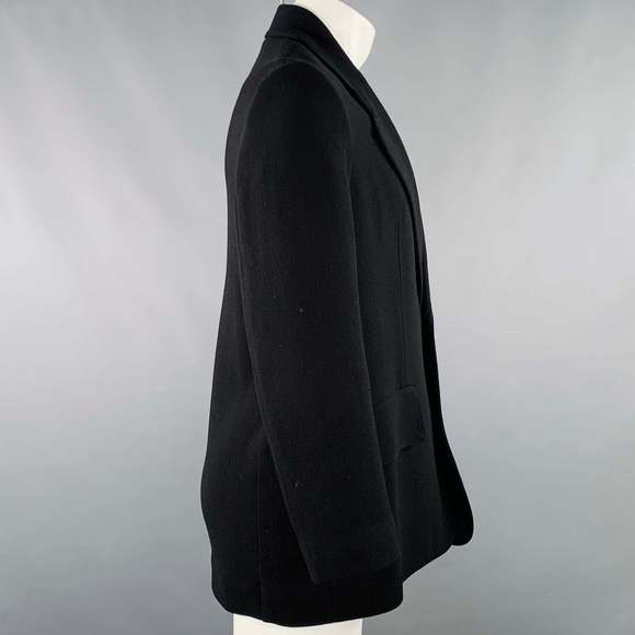 STUDIO NICHOLSON Mizumi Black Crepe Virgin Wool Blend Oversized Jacket - Picture 3 of 8